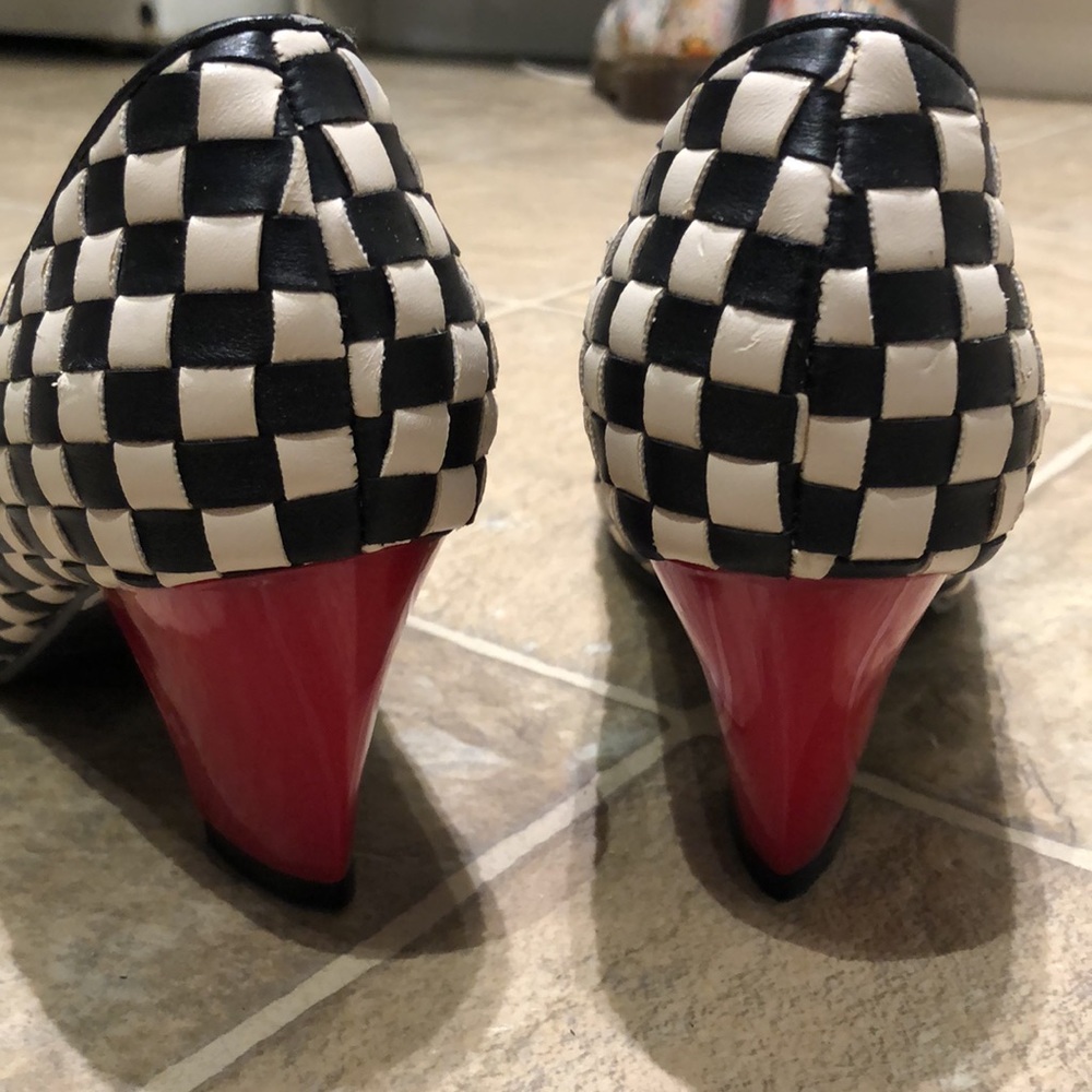 Lola Ramona leather black and white checkerboard heels - Picture 7 of 8